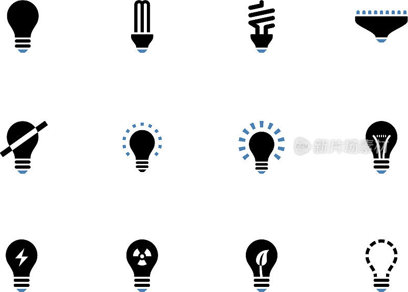 Light bulb and CFL lamp duotone  icons.